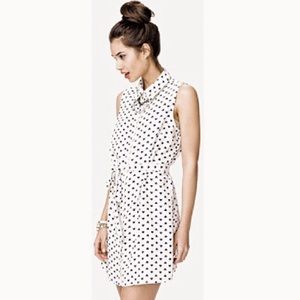 White Semi-Sheer Button Up Dress w/ Black Hearts